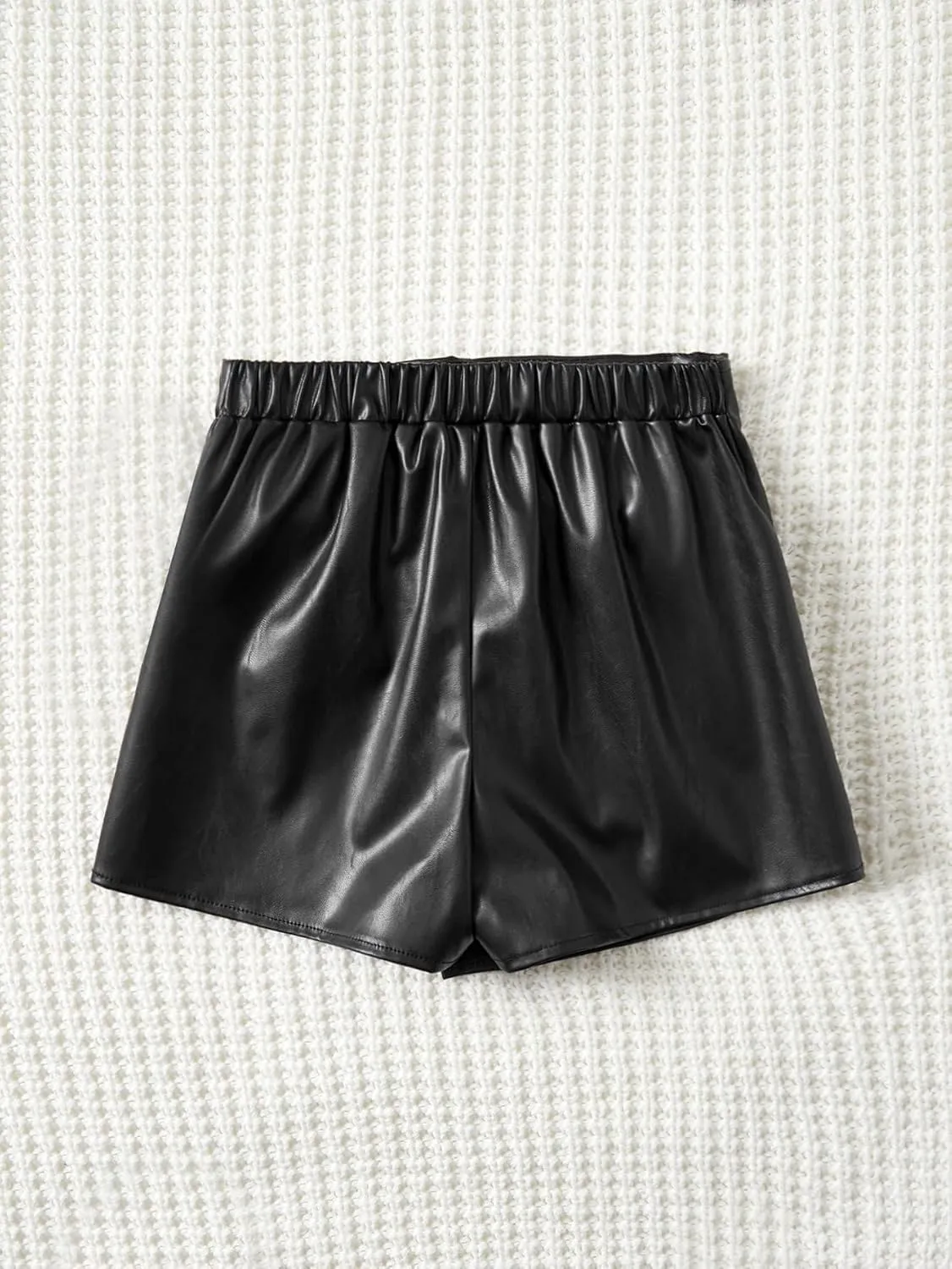 Milumia Girl's PU Leather Wrap Knot Side Skorts Casual Ruched Elastic Waist Shorts