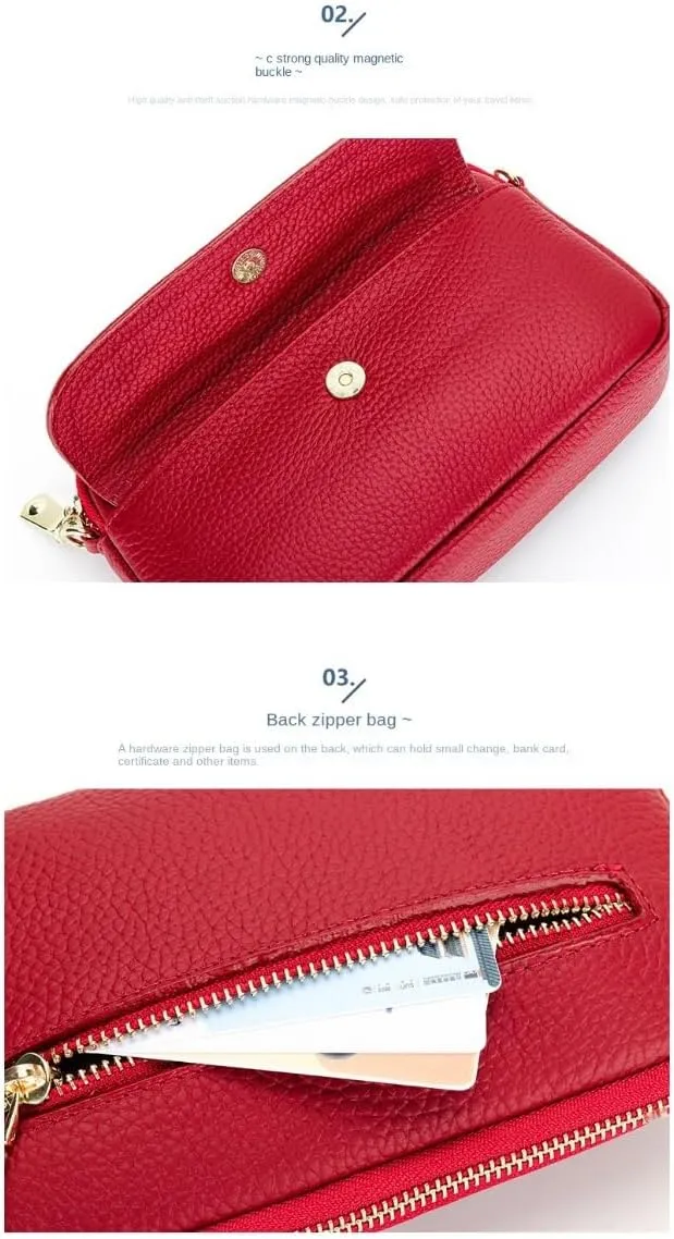 Mini Phone for Women Small Cowhide Leather Crossbody Wristlet Strap Clutch Puse
