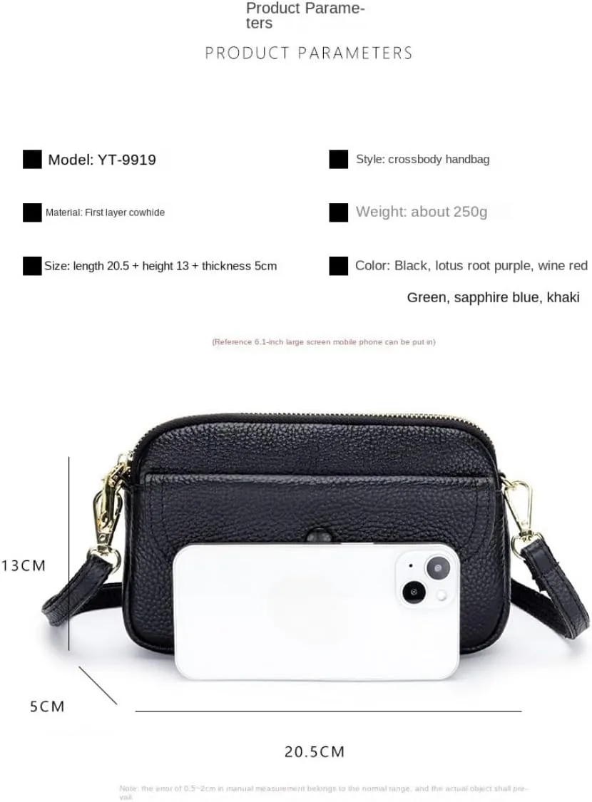Mini Phone for Women Small Cowhide Leather Crossbody Wristlet Strap Clutch Puse