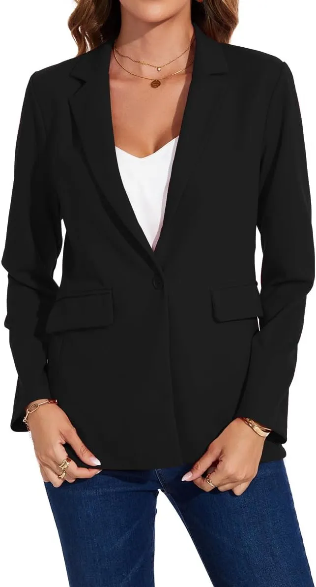 MINTLIMIT Blazers for Women One Button Jacket Suits Notched Lapel Classic Casual Formal Long Sleeve Blazer with Pockets