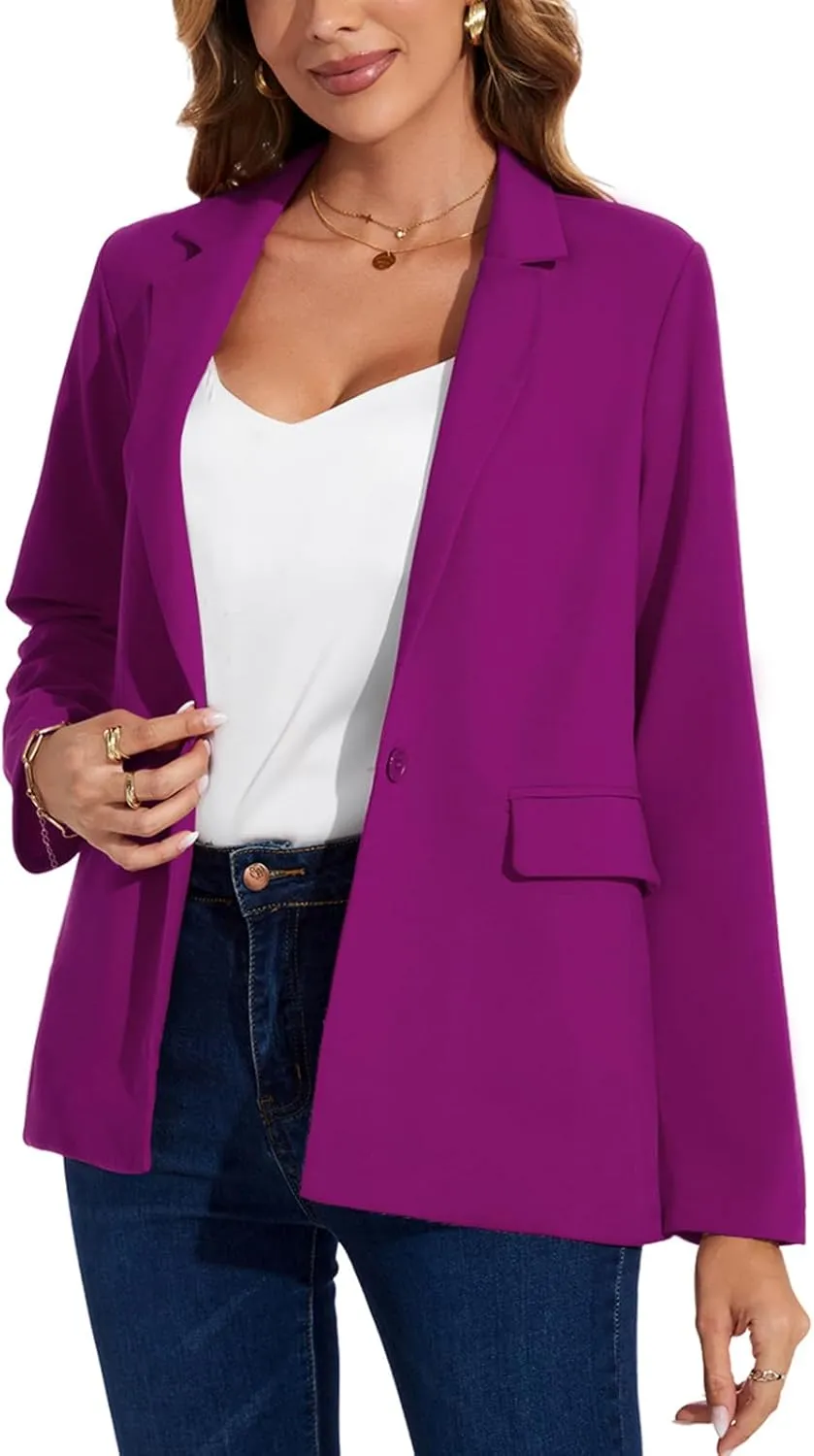 MINTLIMIT Blazers for Women One Button Jacket Suits Notched Lapel Classic Casual Formal Long Sleeve Blazer with Pockets