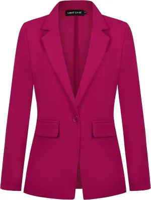 MINTLIMIT Blazers for Women One Button Jacket Suits Notched Lapel Classic Casual Formal Long Sleeve Blazer with Pockets