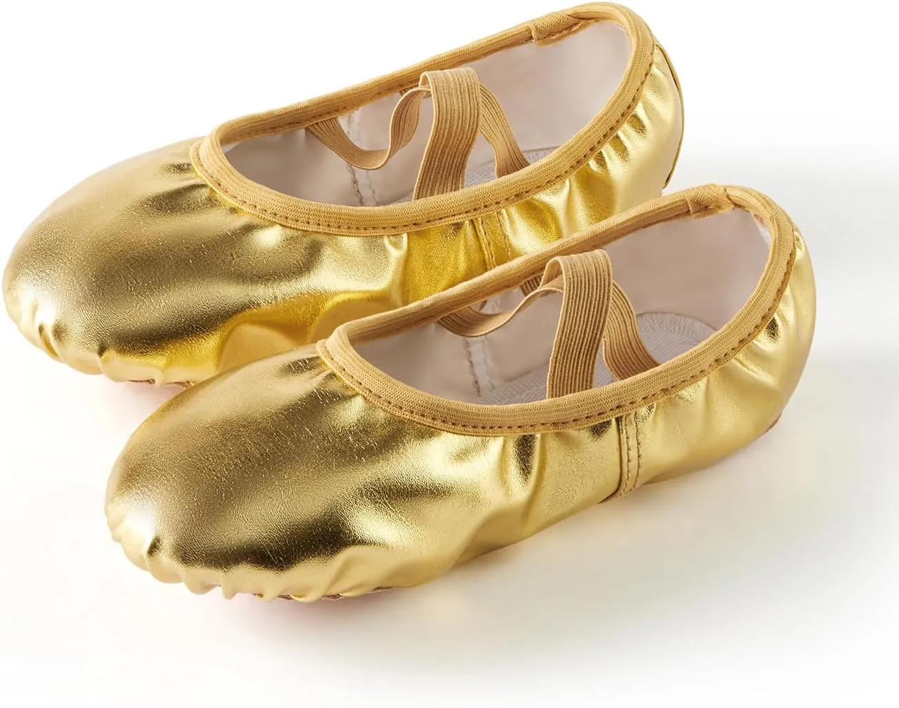 missfiona Ballet Shoes for Girls/Kids/Boys 3-10 | PU Leather with Elastic Straps | Beginner Dance Class & Recitals