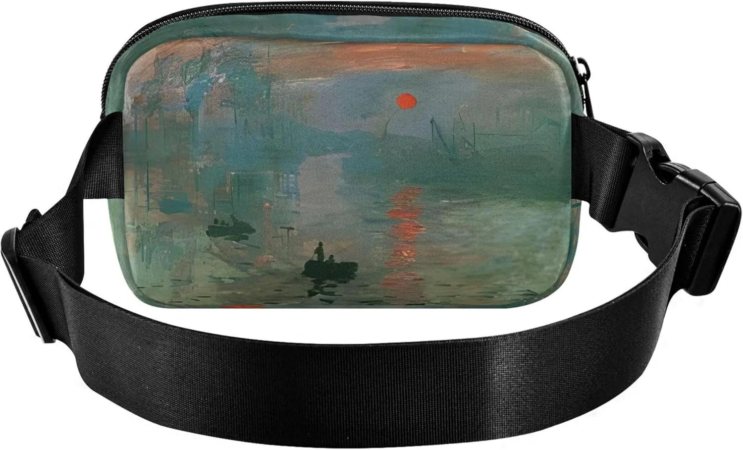 Monet Sunrise Impression Painting Women Fanny Packs Neon Hip Pouch Belt Bag Waterproof Waist Purse for Women