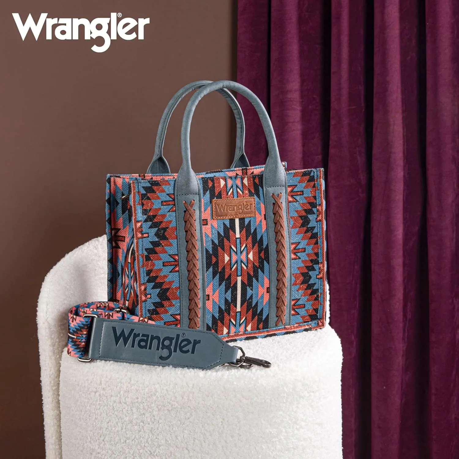 Montana West X Wrangler Tote Bag for Women Boho Aztec Shoulder Purse Top Handle Satchel Handbag