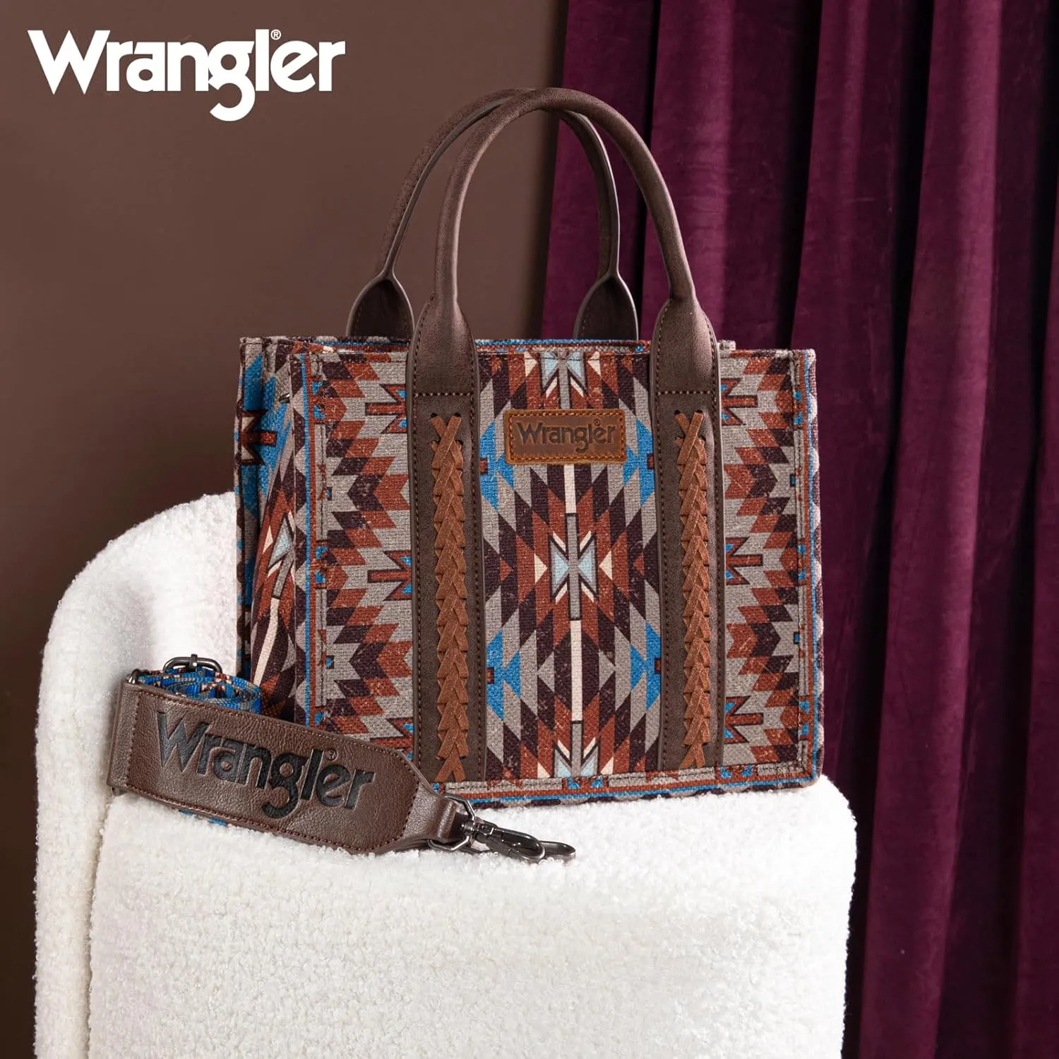 Montana West X Wrangler Tote Bag for Women Boho Aztec Shoulder Purse Top Handle Satchel Handbag