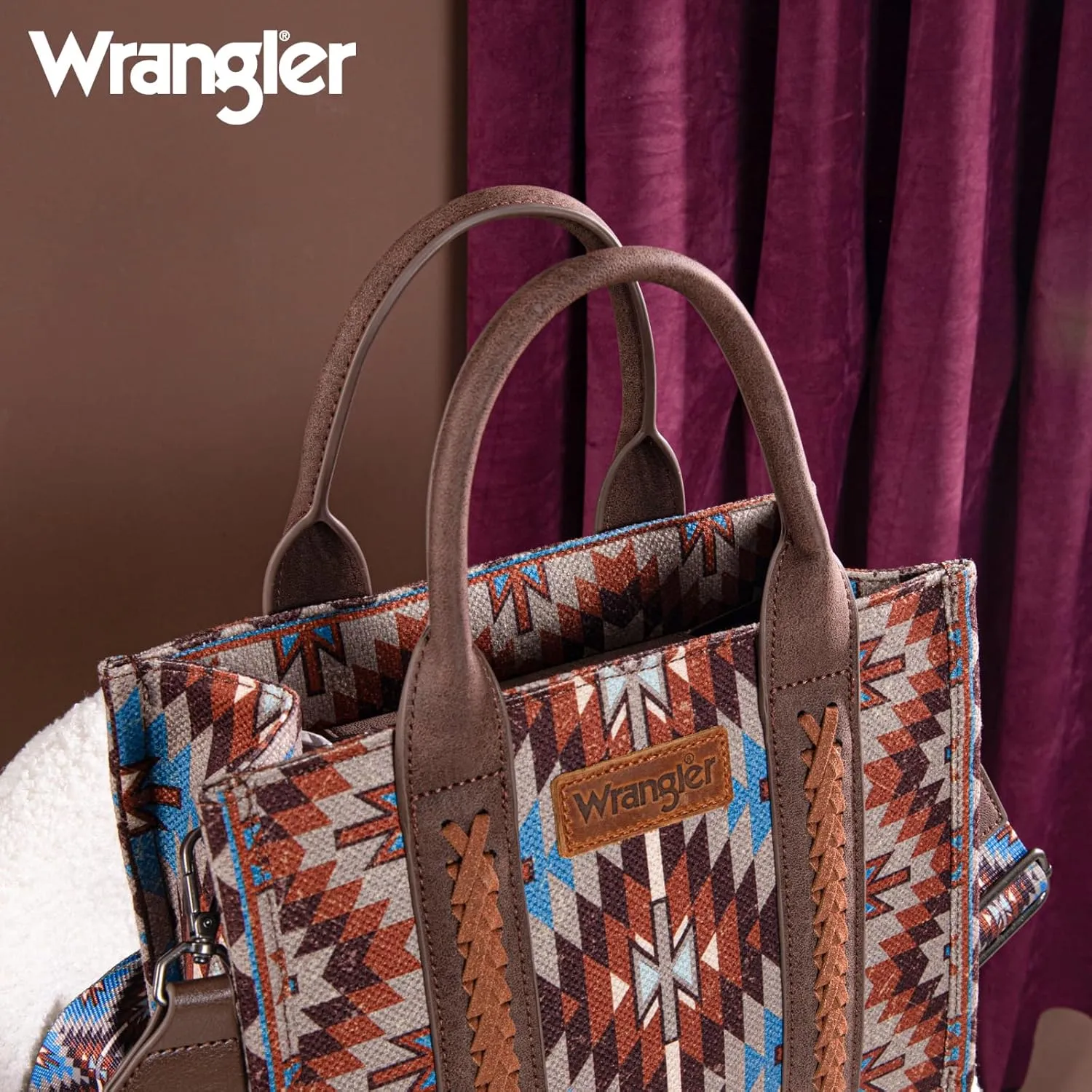 Montana West X Wrangler Tote Bag for Women Boho Aztec Shoulder Purse Top Handle Satchel Handbag