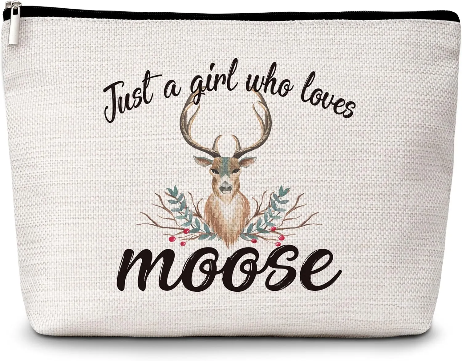 Moose Cosmetic Bag, Just A Girl Who Loves Moose Travel Makeup Bag, Moose Lover Gifts, Animal Lover Gifts, Inspirational Birthday Christmas Gifts for Teen Girls Women Sisters Friends -23