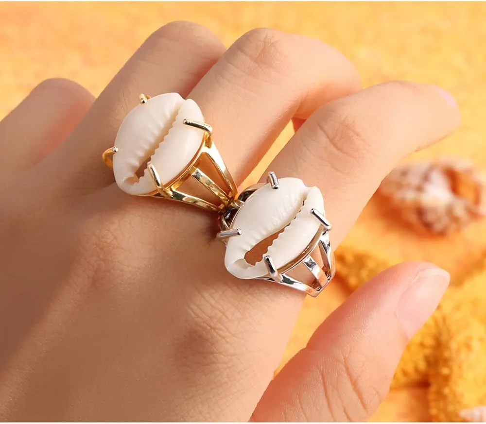 Mrotrida Shell Ring for Women Fashion Natural Sea Shell Finger Rings Bohemian Midi Rings