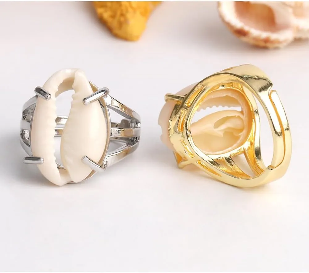 Mrotrida Shell Ring for Women Fashion Natural Sea Shell Finger Rings Bohemian Midi Rings