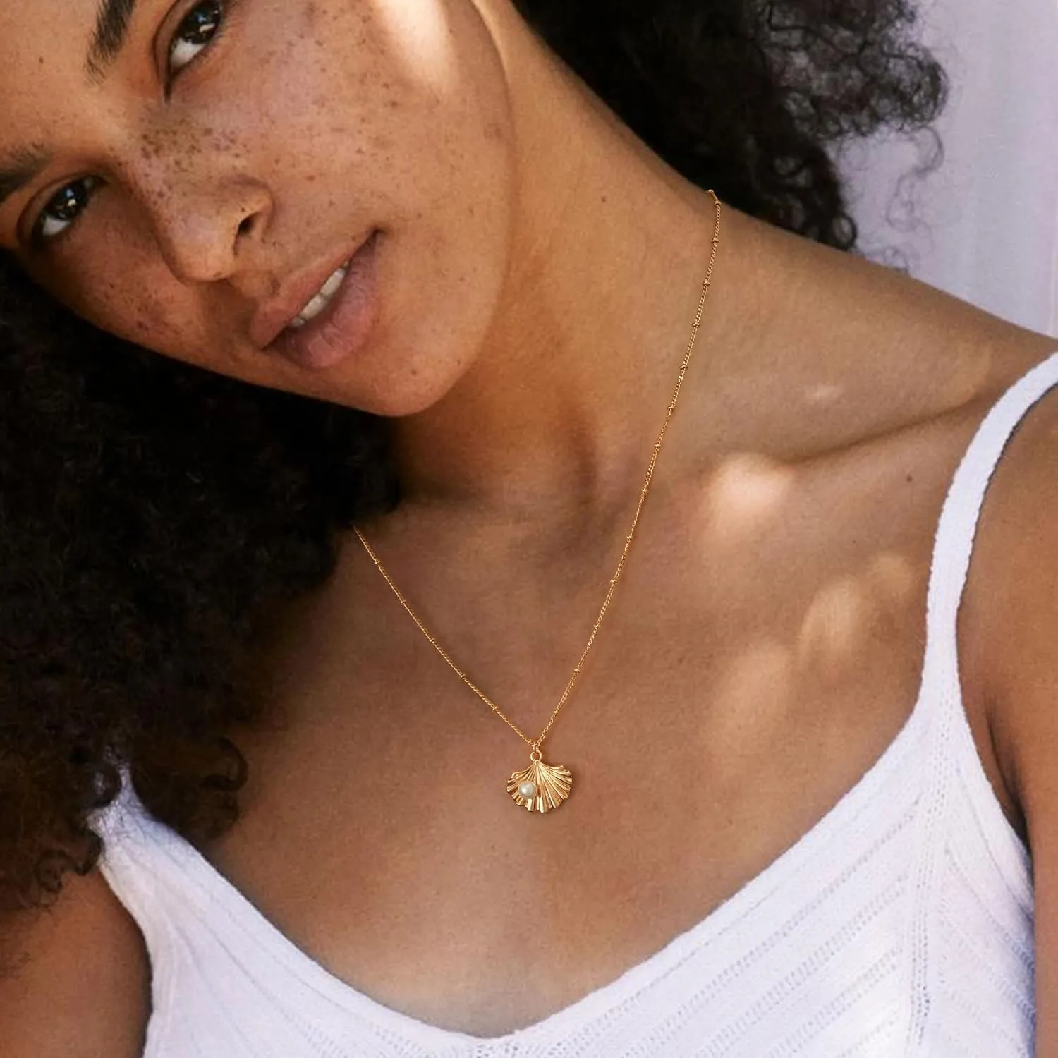 MTMY 14K Gold Plated Shell/Starfish/Anchor/Dolphin Pendant Necklaces Ocean Beach Summer Jewelry for Women