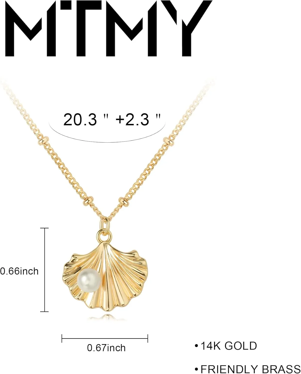 MTMY 14K Gold Plated Shell/Starfish/Anchor/Dolphin Pendant Necklaces Ocean Beach Summer Jewelry for Women