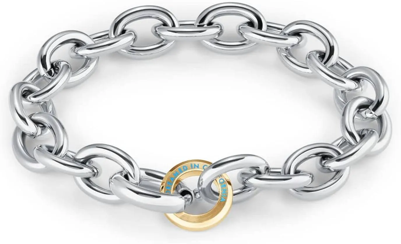MVMT Women's Silver/Gold Rounded Lifesaver Chain Bracelet