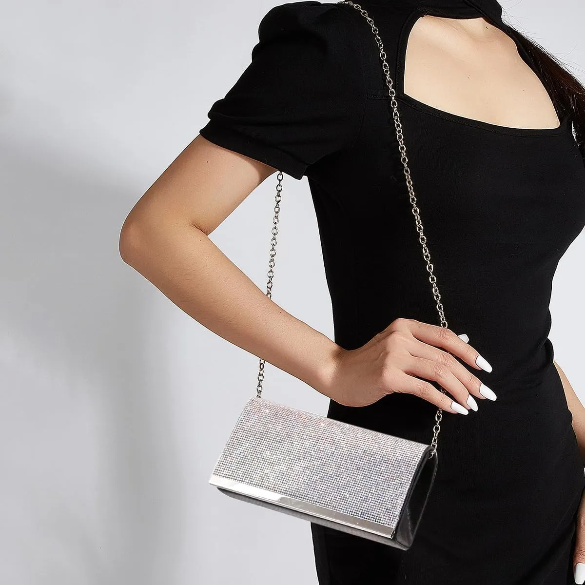 Naimo Bling Shiny Rhinestone Wedding Evening Party Clutch Handbag Purse