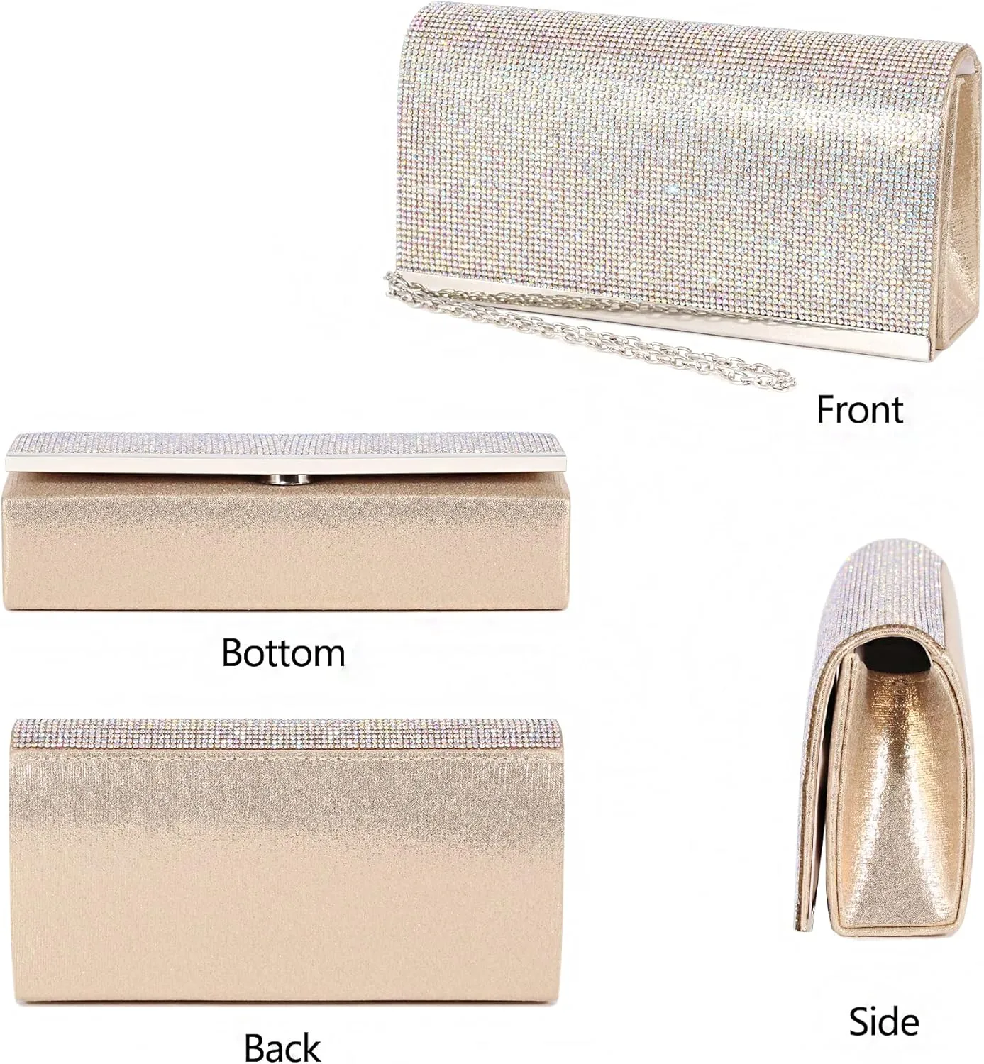 Naimo Bling Shiny Rhinestone Wedding Evening Party Clutch Handbag Purse