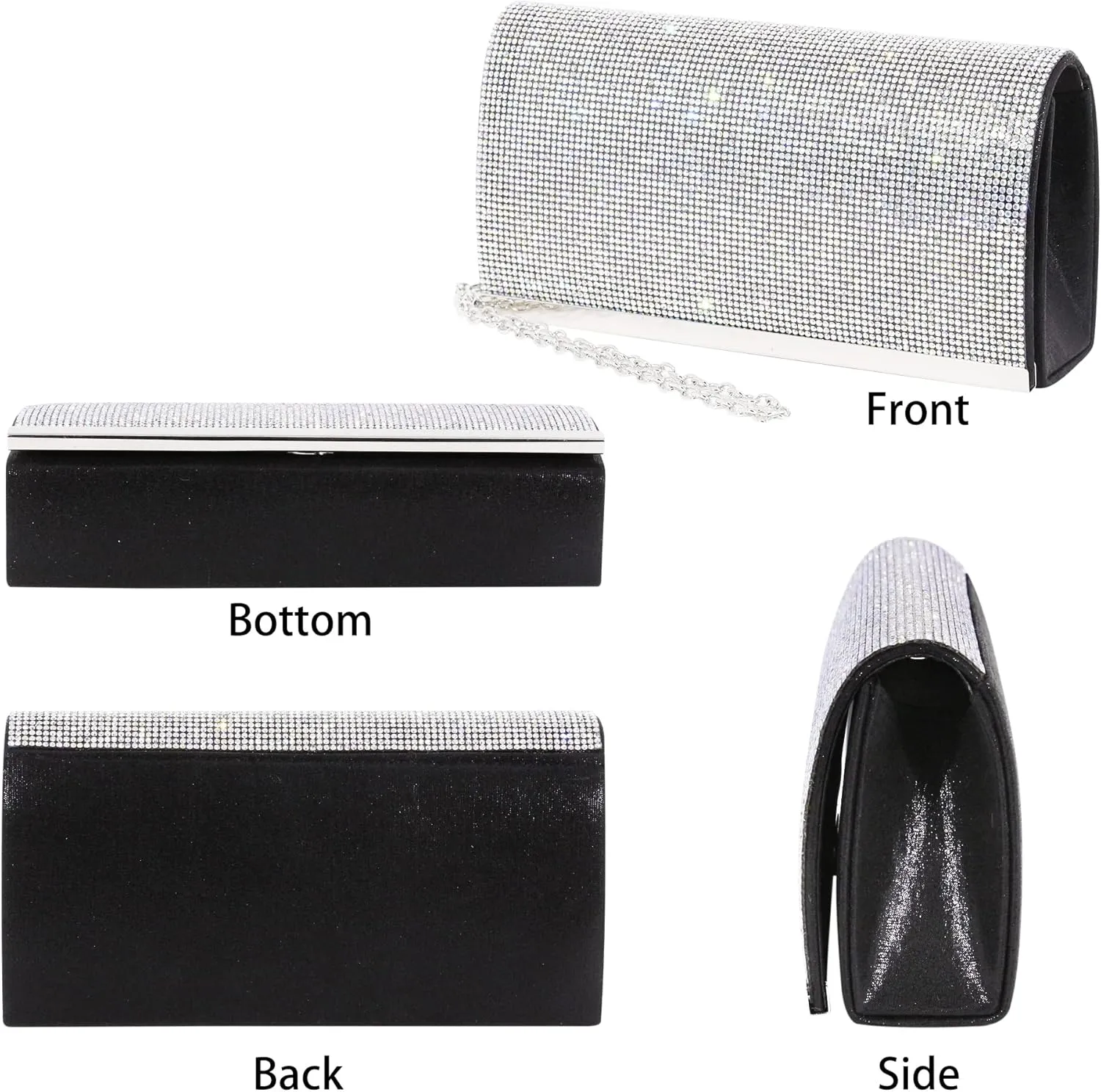 Naimo Bling Shiny Rhinestone Wedding Evening Party Clutch Handbag Purse