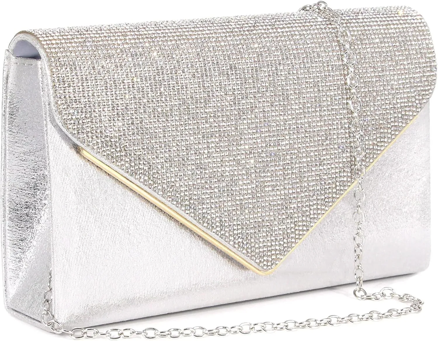 Naimo Rhinestone Clutch Purses for Women Evening Bag Satin Envelope Shouder Chain Bag Wedding Party Handbags