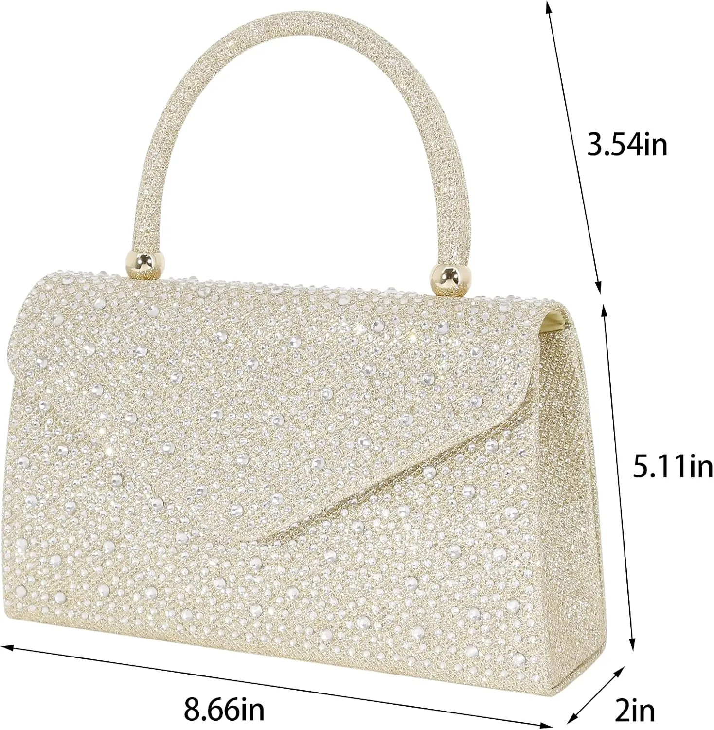 Naimo Shiny Crystal Evening Clutch Bag Top Handle Handbag Crossbody Shoulder Bag Wedding Party Bride Purse