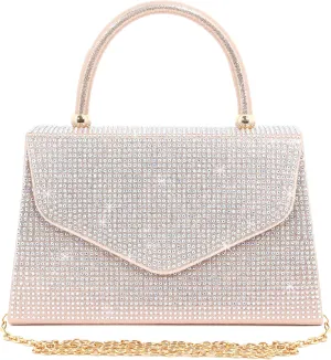 Naimo Shiny Crystal Evening Clutch Bag Top Handle Handbag Crossbody Shoulder Bag Wedding Party Bride Purse
