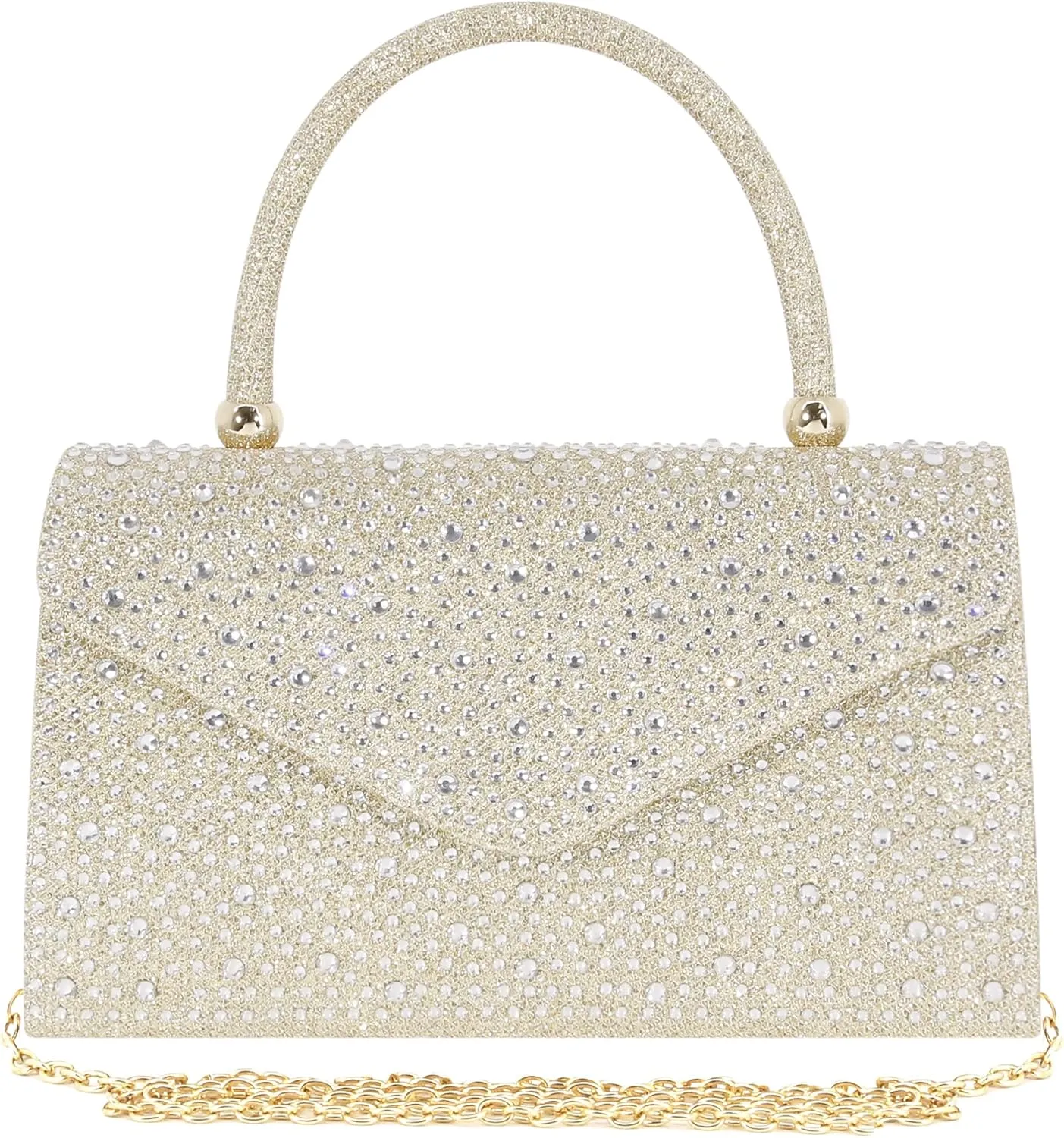 Naimo Shiny Crystal Evening Clutch Bag Top Handle Handbag Crossbody Shoulder Bag Wedding Party Bride Purse