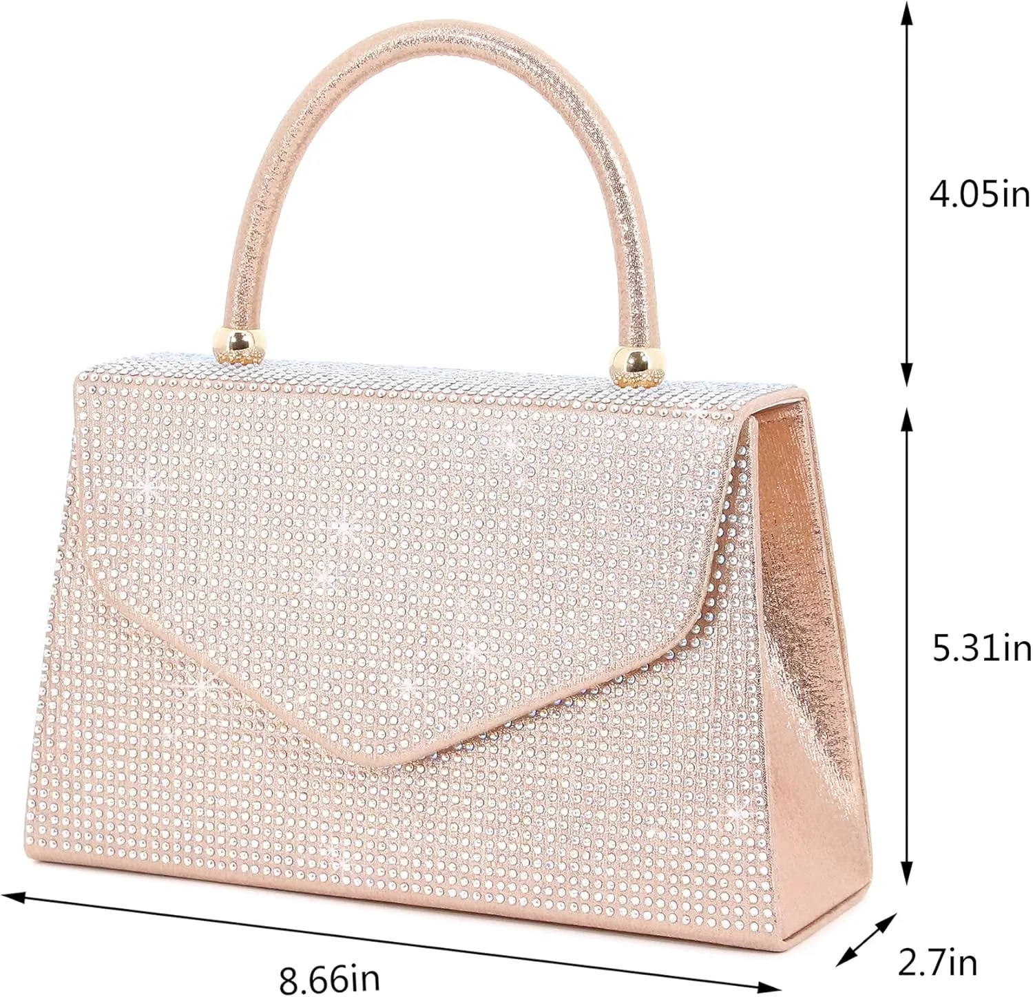 Naimo Shiny Crystal Evening Clutch Bag Top Handle Handbag Crossbody Shoulder Bag Wedding Party Bride Purse