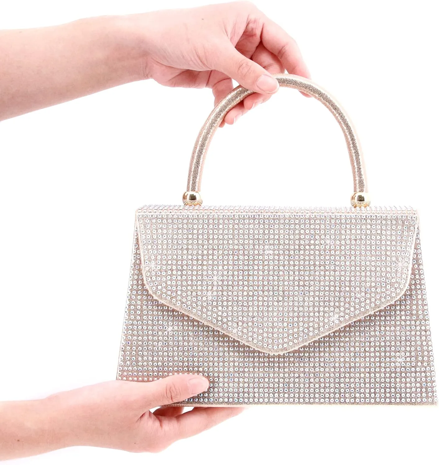 Naimo Shiny Crystal Evening Clutch Bag Top Handle Handbag Crossbody Shoulder Bag Wedding Party Bride Purse