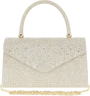 Naimo Shiny Crystal Evening Clutch Bag Top Handle Handbag Crossbody Shoulder Bag Wedding Party Bride Purse