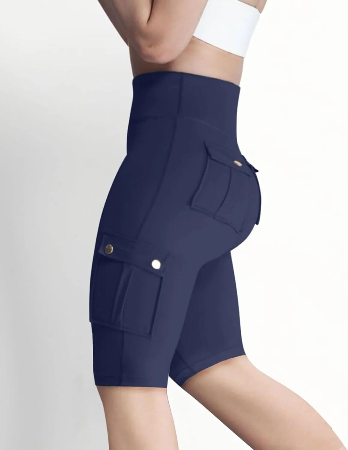 NaRHbrg Womens Workout Shorts Butt Lifting Yoga Running Biker Leggings with Pockets High Waisted Booty Cargo Shorts