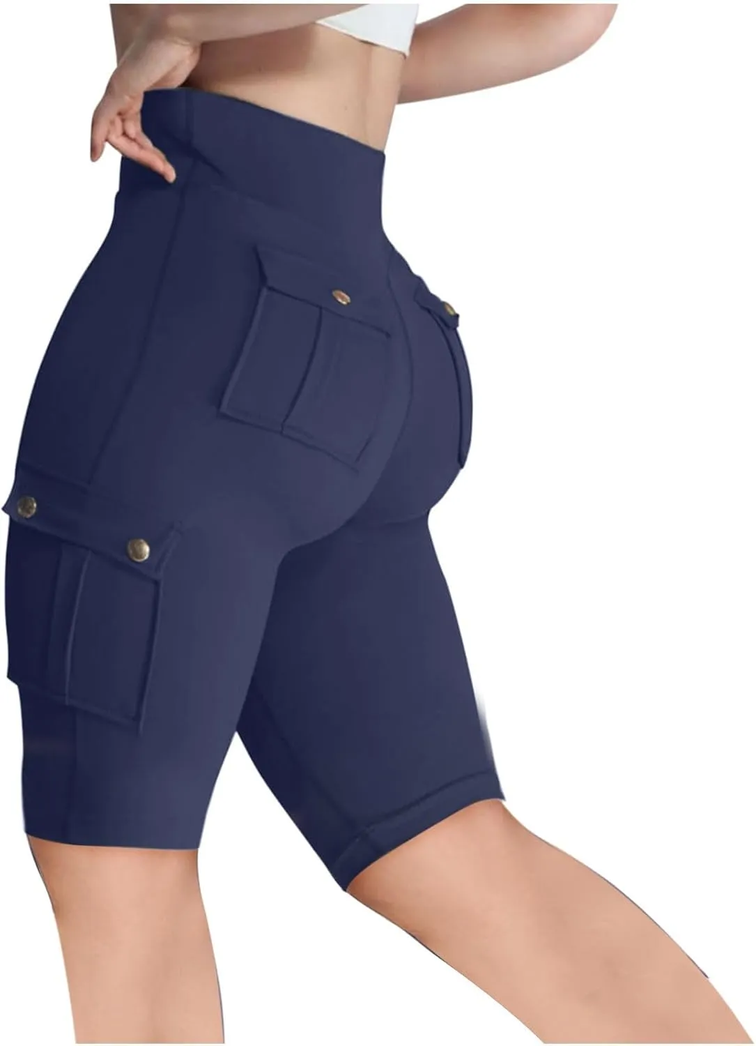 NaRHbrg Womens Workout Shorts Butt Lifting Yoga Running Biker Leggings with Pockets High Waisted Booty Cargo Shorts