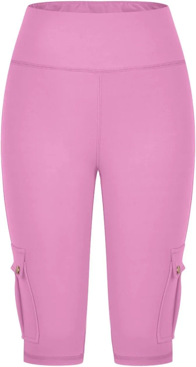 NaRHbrg Womens Workout Shorts Butt Lifting Yoga Running Biker Leggings with Pockets High Waisted Booty Cargo Shorts