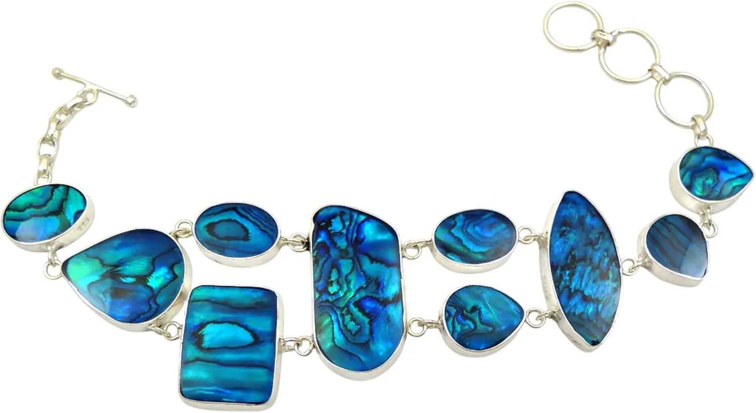 Natural Paua Abalone Shell Bracelet Cuff Bangle, Handmade 925 Sterling Silver Abalone Bracelet for Women Jewelry SA057/SC181