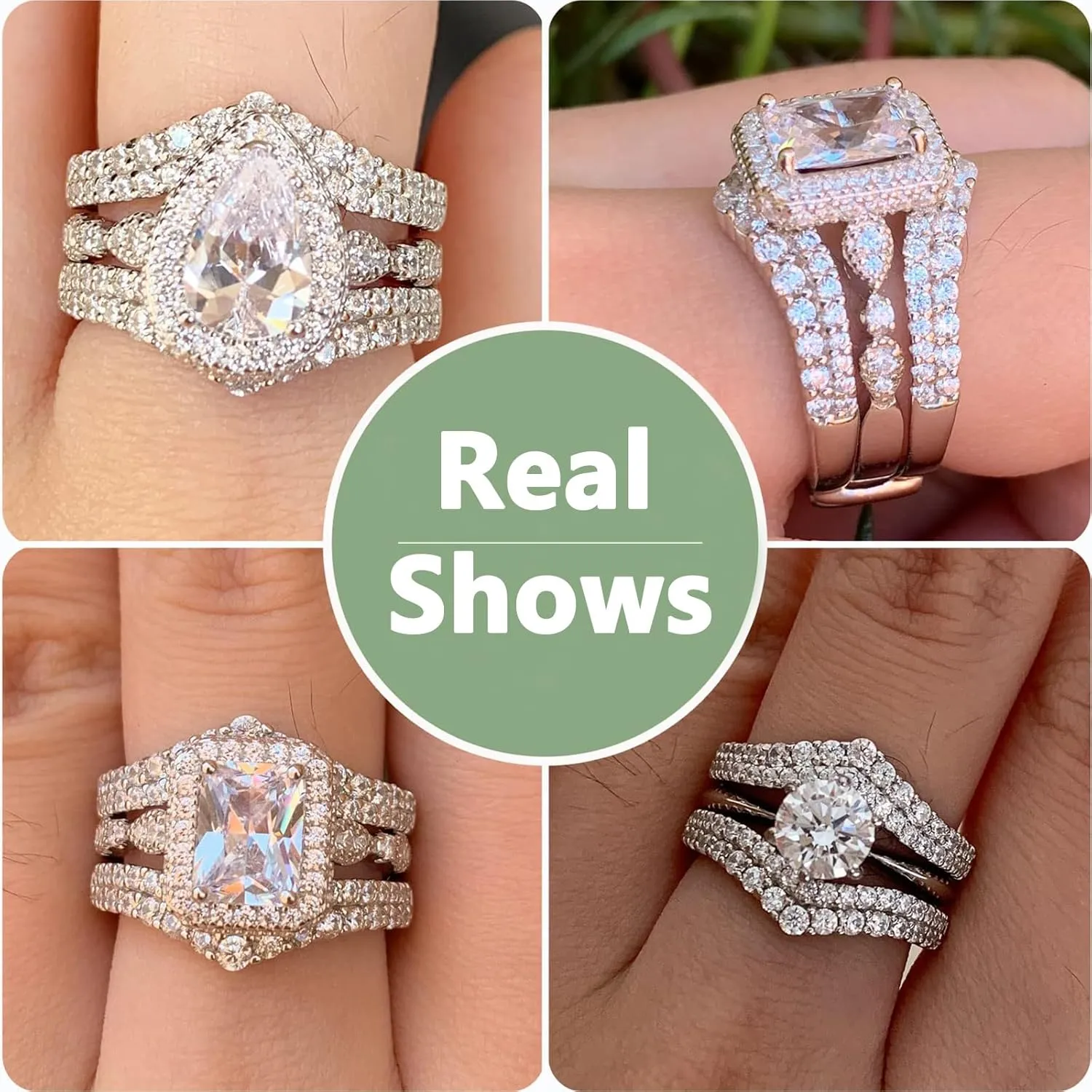 Newshe Jewellery AAAAA Cz Curved Bridal Ring Enhancer Guard for Women Engagement Rings 925 Sterling Silver White Gold Size 5-10