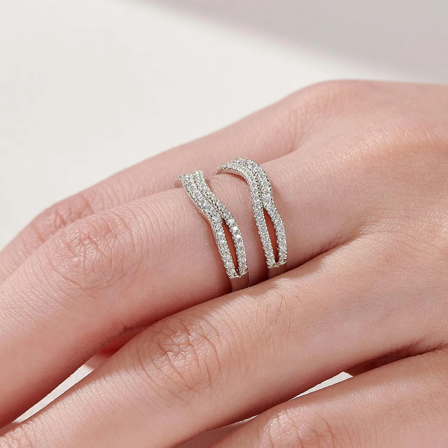 Newshe Jewellery Bridal Ring Enhancer for Engagement Rings AAAAA Cz Wedding Band for Women Eternity Ring Guard Size 5-10