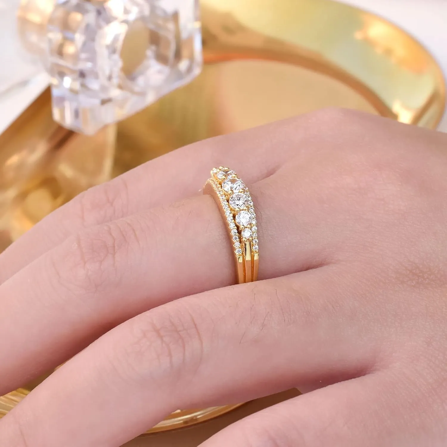 Newshe Jewellery Eternity Ring Wedding Band for Women 925 Sterling Silver 1.13ct Round White AAAAA Cz Size 4-13