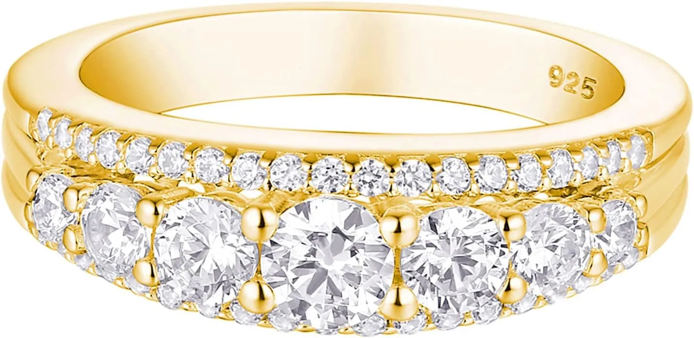 Newshe Jewellery Eternity Ring Wedding Band for Women 925 Sterling Silver 1.13ct Round White AAAAA Cz Size 4-13