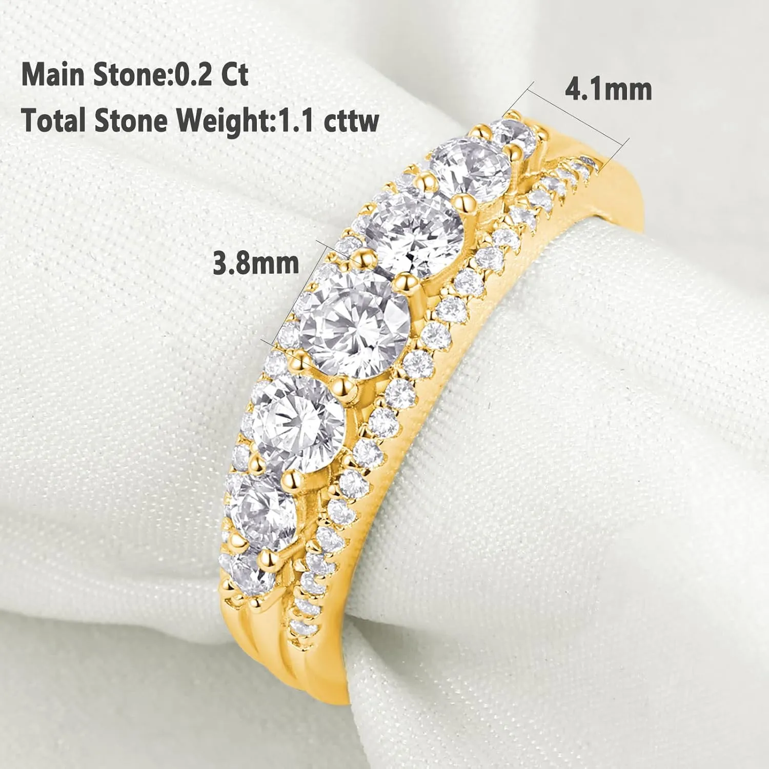 Newshe Jewellery Eternity Ring Wedding Band for Women 925 Sterling Silver 1.13ct Round White AAAAA Cz Size 4-13