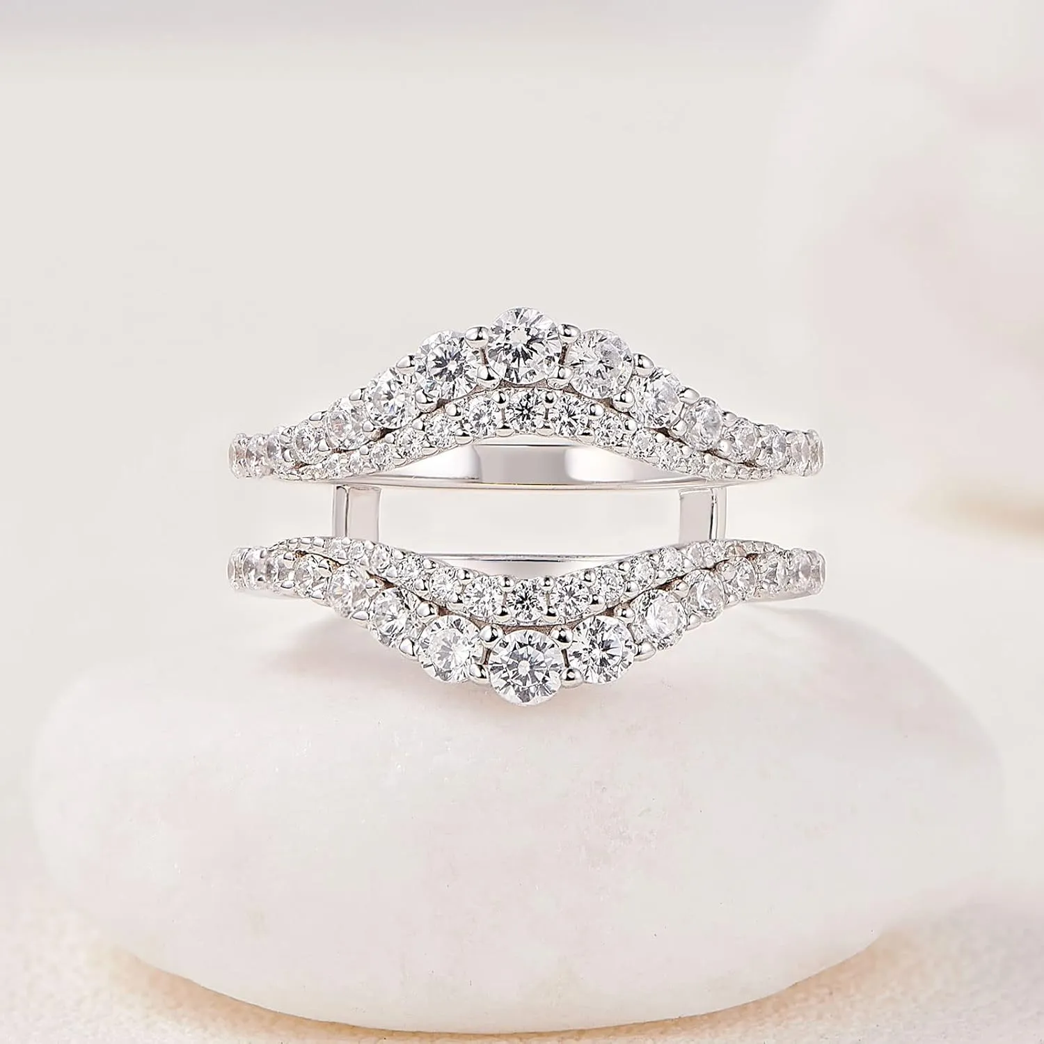 Newshe Jewellery Ring Enhancer for Engagement Rings AAAAA Cz Wedding Band for Women Eternity 925 Sterling Silver Size 5-10