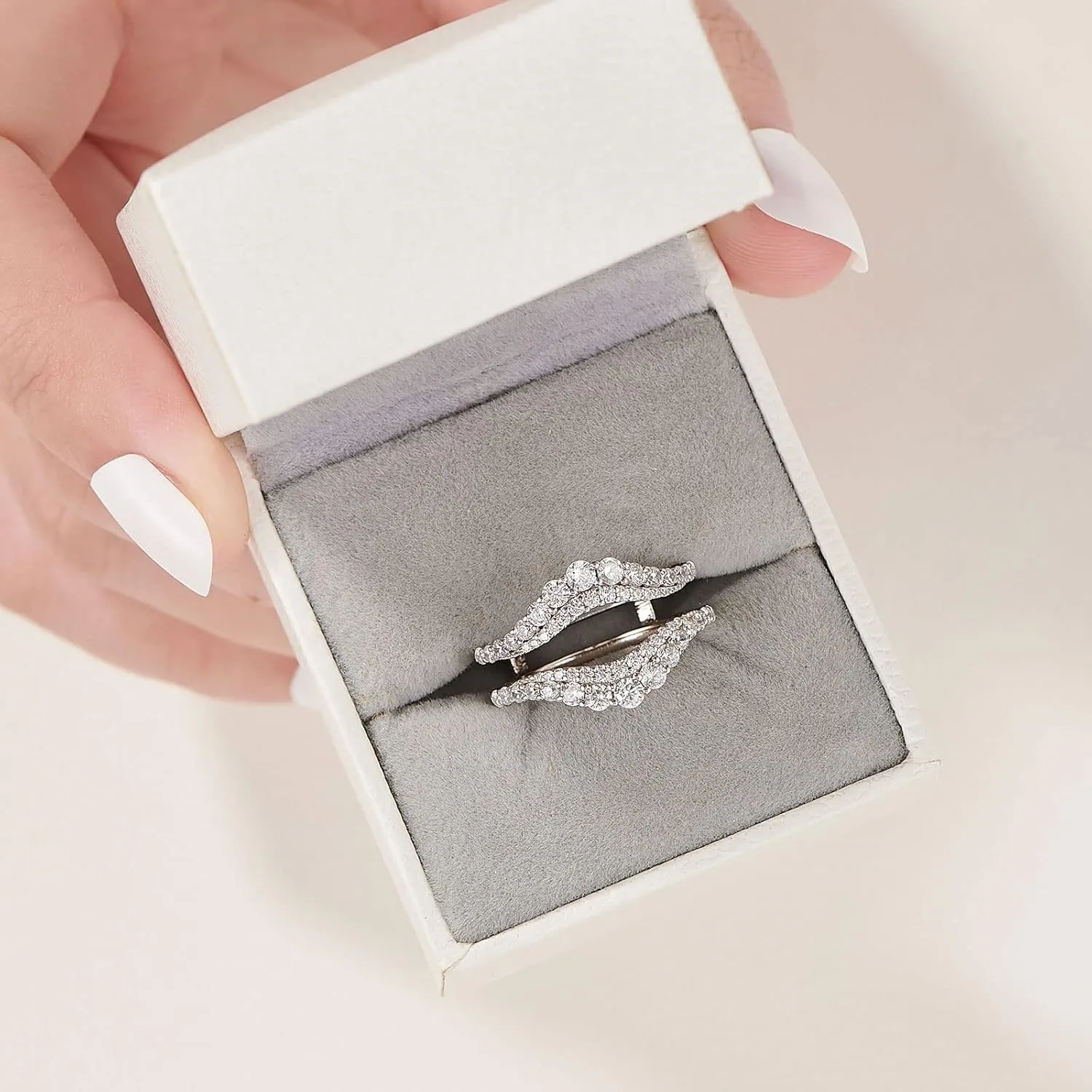 Newshe Jewellery Ring Enhancer for Engagement Rings AAAAA Cz Wedding Band for Women Eternity 925 Sterling Silver Size 5-10