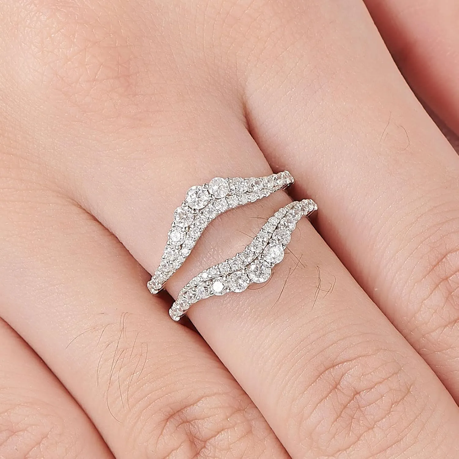 Newshe Jewellery Ring Enhancer for Engagement Rings AAAAA Cz Wedding Band for Women Eternity 925 Sterling Silver Size 5-10