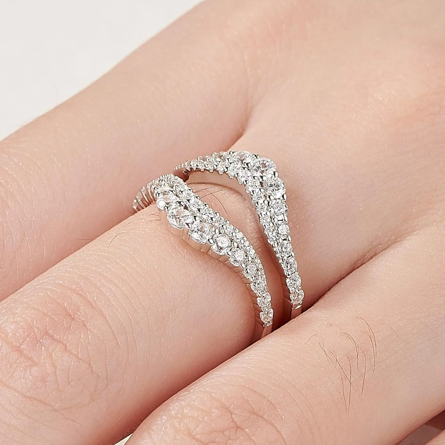 Newshe Jewellery Ring Enhancer for Engagement Rings AAAAA Cz Wedding Band for Women Eternity 925 Sterling Silver Size 5-10