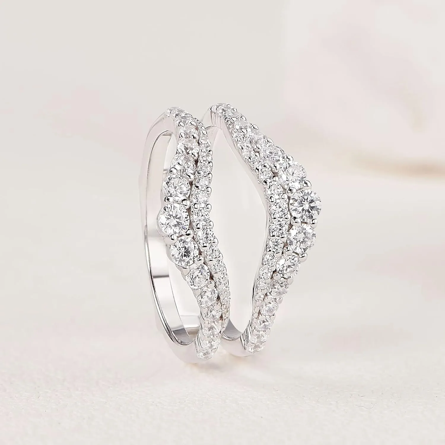 Newshe Jewellery Ring Enhancer for Engagement Rings AAAAA Cz Wedding Band for Women Eternity 925 Sterling Silver Size 5-10