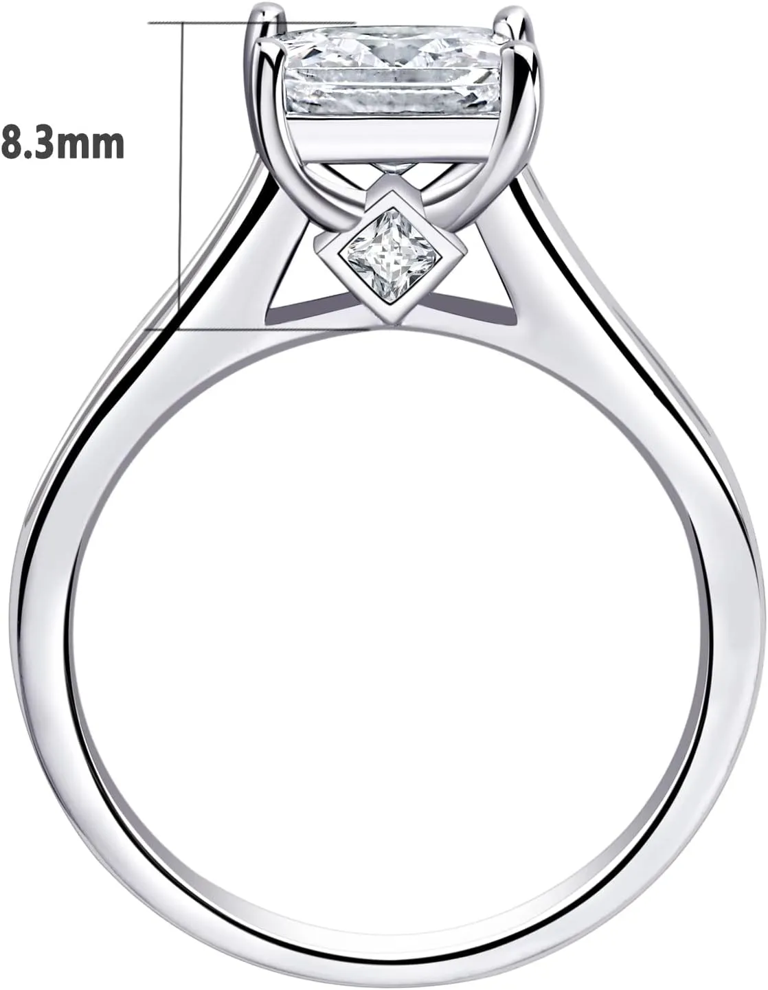 Newshe Jewellery Wedding Rings for Women AAAAACz 925 Sterling Silver Engagement Ring Sets Princess 4.1Ct Size 4-13
