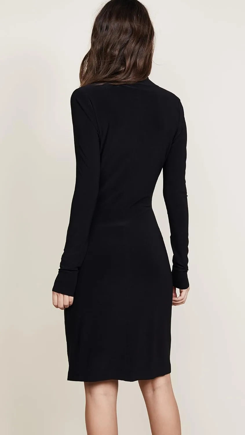 Norma Kamali Women's Long Sleeve Side Draped Dress