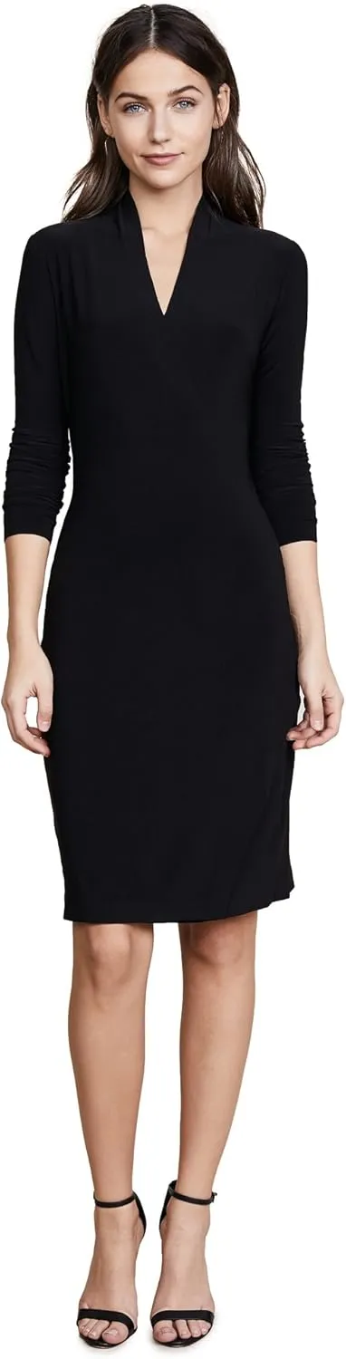 Norma Kamali Women's Long Sleeve Side Draped Dress