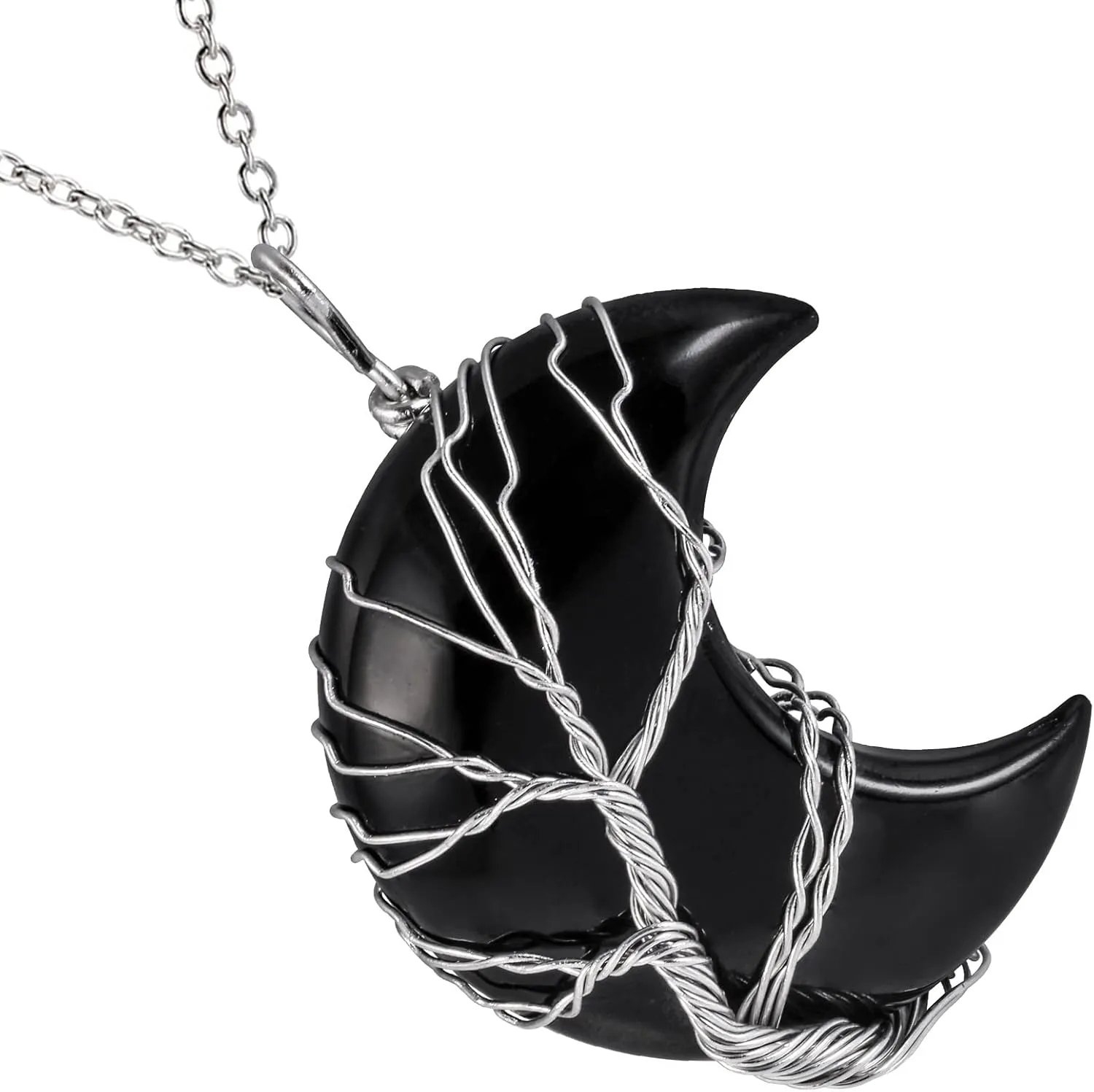 Nupuyai Natural Sea Shell Pendant Necklace for Women and Men, Crescent Moon Pendant with Chain