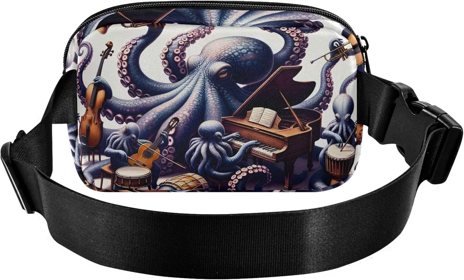 Octopus Tentacle Musical Funny Waterproof Women Fanny Packs Hip Pack Belt Pouch Cartoon Travel Waist Pack for Men