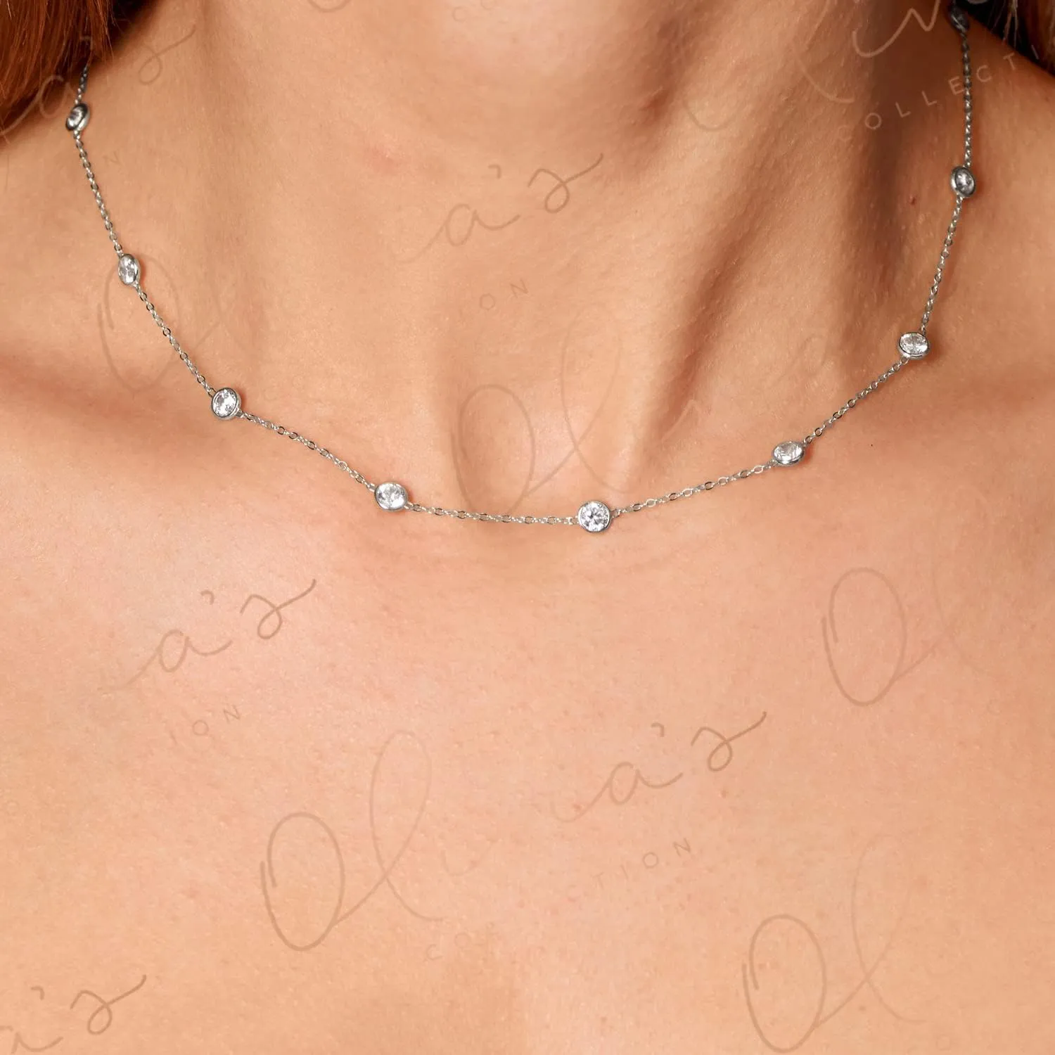 Olivia's Collection: 14k Rose, White, or Yellow Gold Necklace Strands with Cubic Zirconia by the Yard (16-24 inches) for Women and Teens