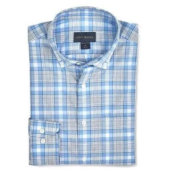 Organic Cotton Plaid Shirt in Blue by Scott Barber