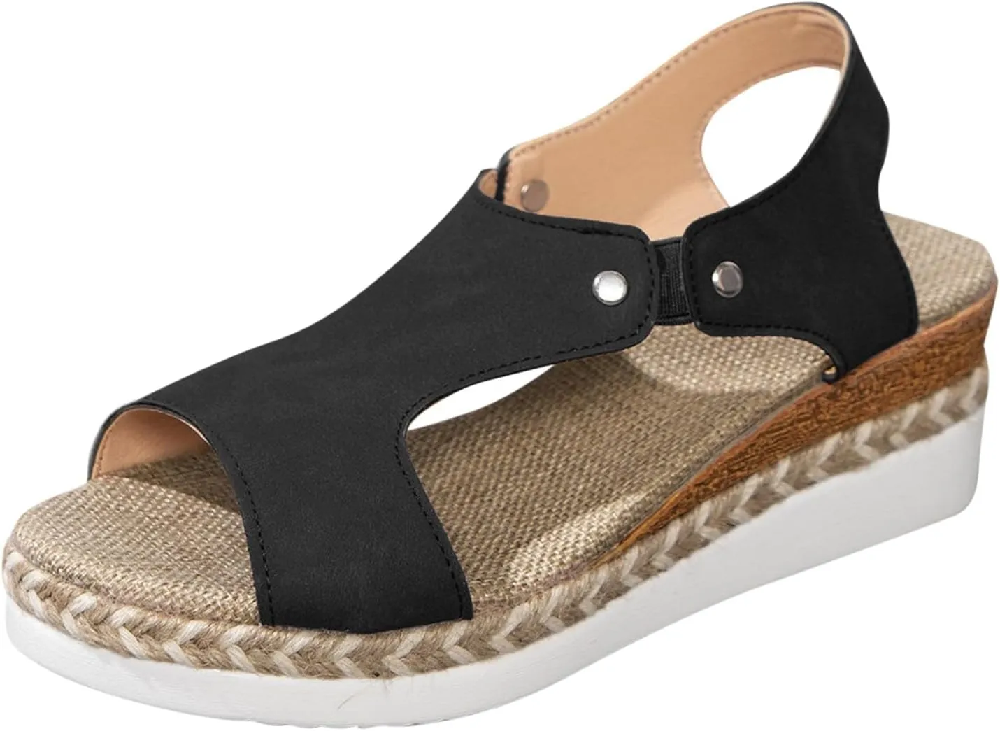 Orthopedic Wedge Sandals for Women Platform Footwear Comfortable Open-Toe Slip On Sandals Wide Width Wedge Sandal Lightweight for All Day Wear