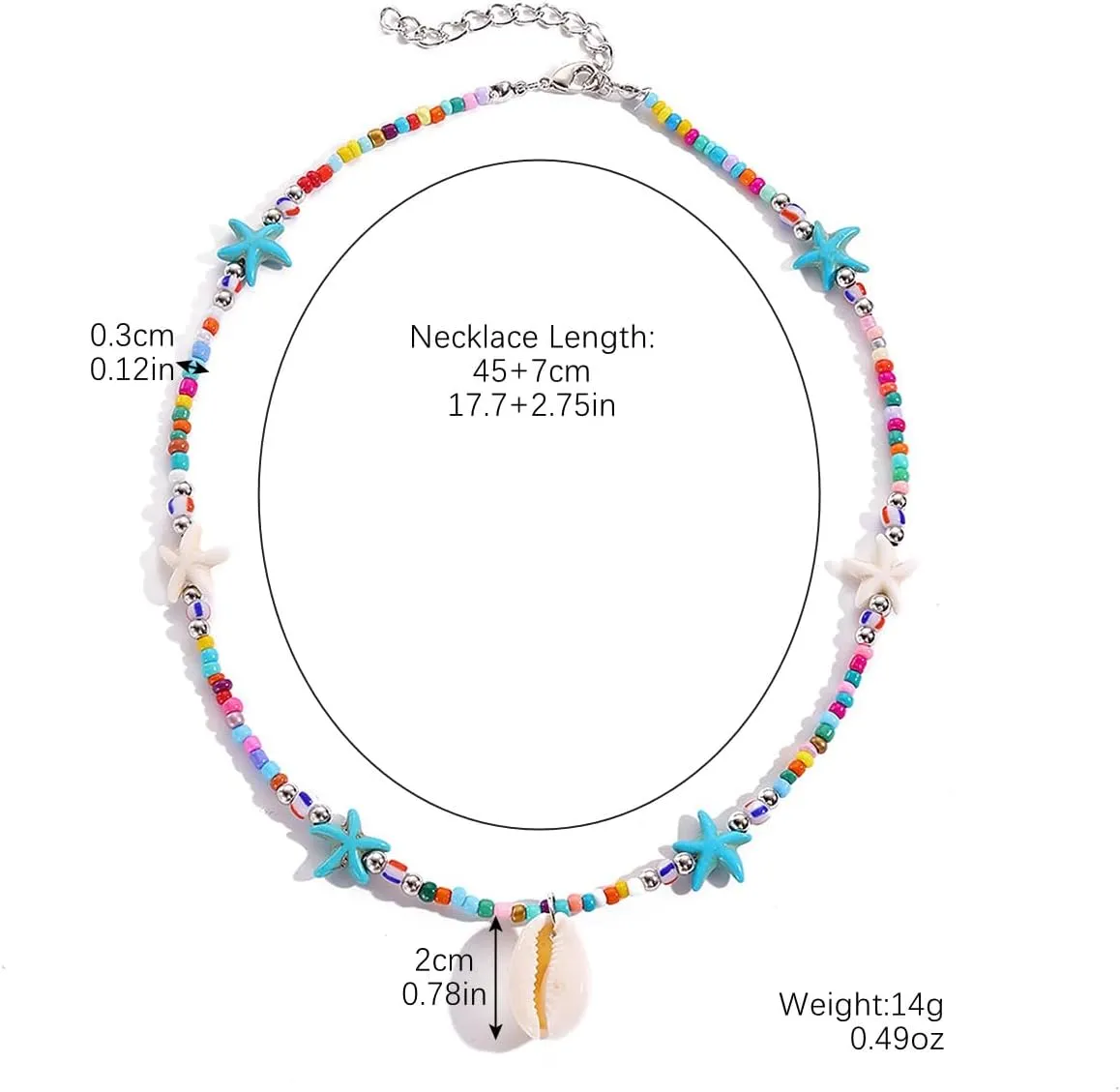 Otxas Shell Necklaces for Women Boho Beach Necklace Beaded Choker Necklace Summer Beach Jewelry for Women Starfish Pendant Necklace Seashell Necklace Shell jewelry
